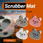 Silicone Foot Scrubber Rabbit Tub Mat Suction Cup Exfoliating Brush Cleaning Mat - Pink