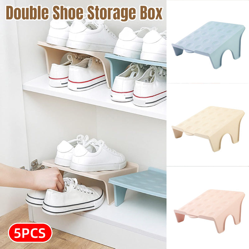 5pcs Double Layer Shoe Rack Simple Storage Organizer Space Saving Shoe Holder – Pink