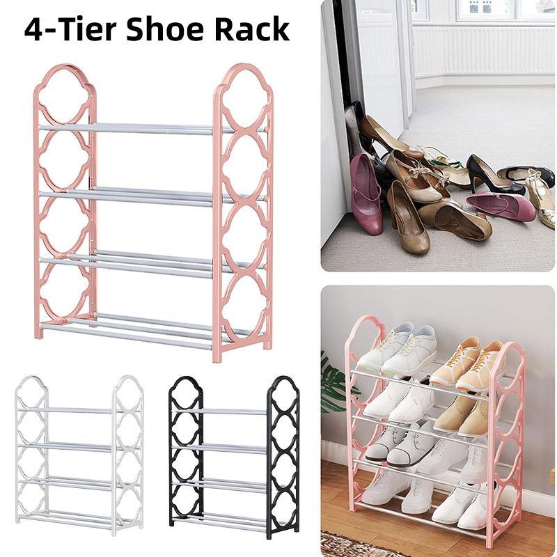 Four Layer Shoe Rack Storage Organizer Multi Tier Shoe Shelf for Entryway Closet – Black