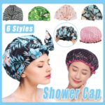 Woman Shower Cap Reusable Long Hair Large Turban Bathroom Waterproof Hair Cap - Coconut Tree