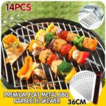 14 Pack Kabob Skewers Premium Flat Metal BBQ Barbecue Skewer Long Stainless