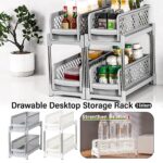 Bathroom Kitchen Sink Storage Rack Drawer Plastic Shelf Seasoning Holder - Grey