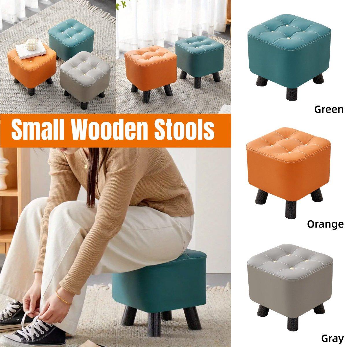 Small Stool Household Sofa Stool Shoes Changing Low Seat for Bedroom and Living – Green
