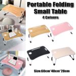 Laptop Bed Table Foldable Lap Standing Desk with Cup Slot for Indoor Picnic Tray - White