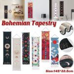 Bohemian Wall Hanging Tapestries Vintage Wall Decor Moon Phase Wall Art Decor - Flower-Black