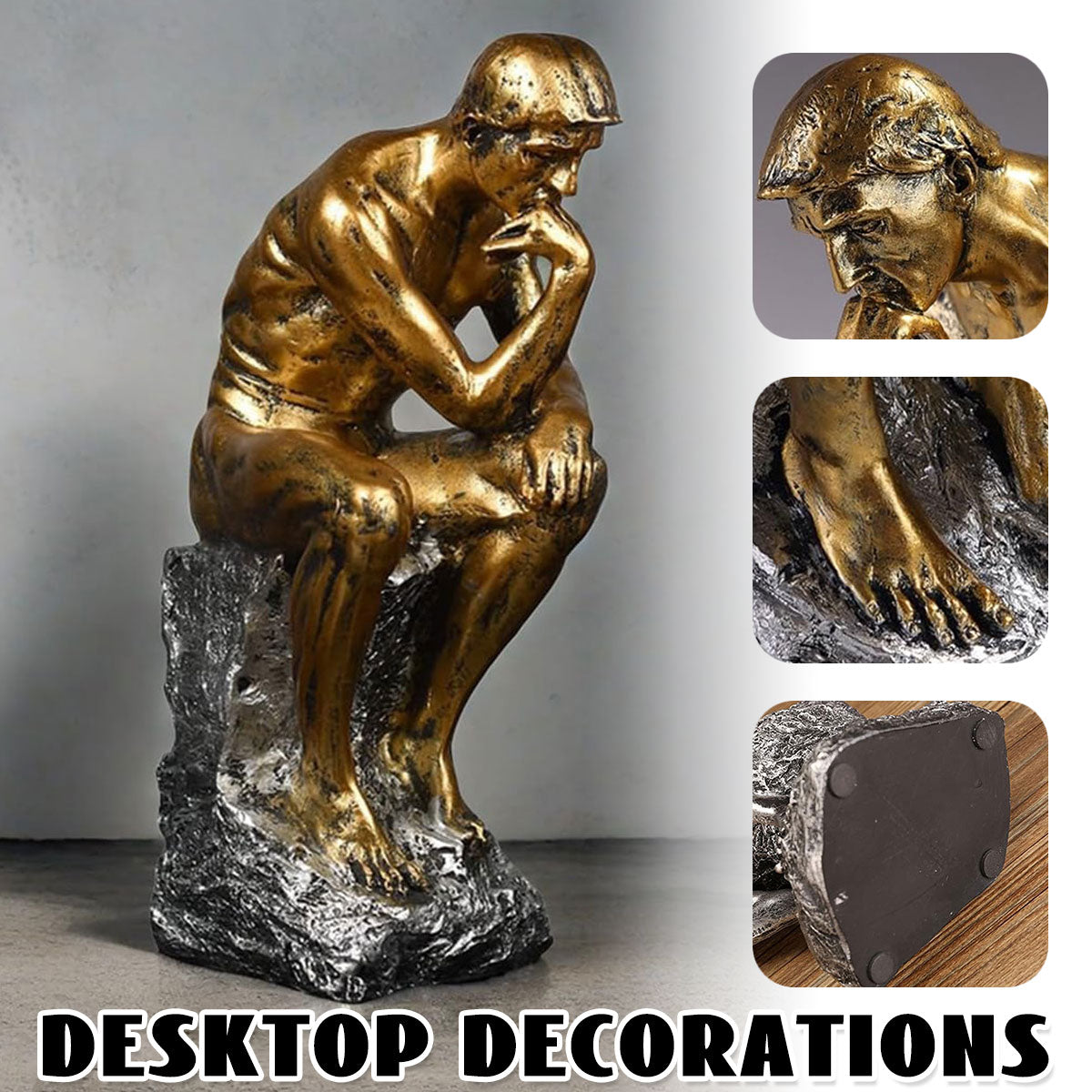 Resin Sculpture Home Decor Ornament Tabletop Figurine Modern Decorative Statue 1 V528 THINKER GOLD 186641 202509251402 00