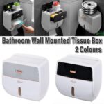 Wall-Mounted Toilet Tissue Paper Roll Holder Storage Box No punching Waterproof - Grey