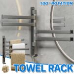 Rotating Towel Rack Wall Mounted Bathroom Shelf Multi Rod Swivel Towel Holder