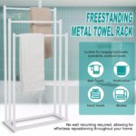 3 Tier Metal Towel Rack Freestanding 3 Bars Drying Shelf Holder Stand Organizer