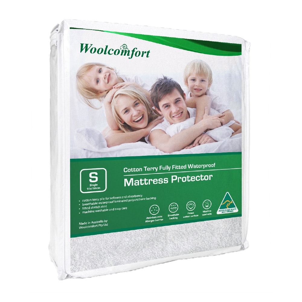 Woolcomfort Cotton Terry Fully Fitted Waterproof Mattress Protector Single Size 2 V535 LUX WATERPROOF MP 165 S 89995 00