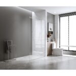 100x200cm Glass Shower Screen with Chrome F-brackets & Round Pole