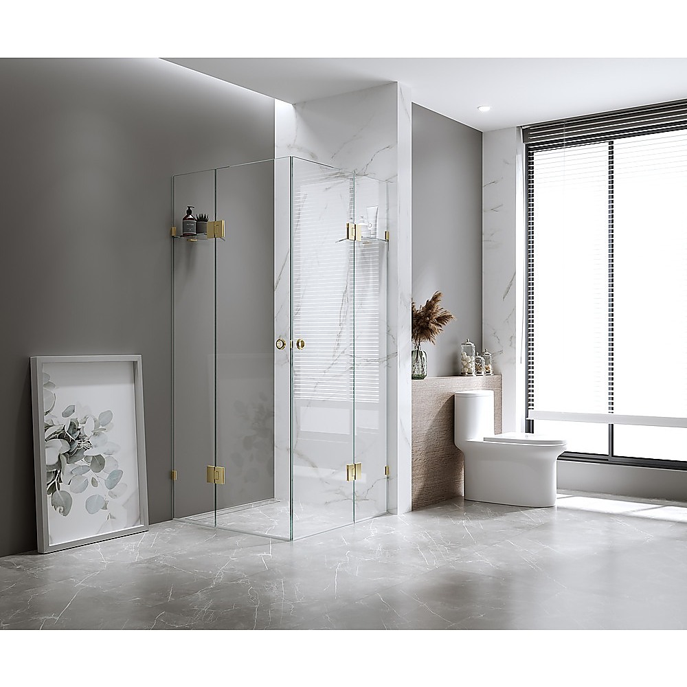 110x110cm Double Door Corner Shower – Nickel Wall U-Brackets with SS Hinges for Contemporary Bathrooms