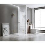 100x120cm Double Door Corner Shower – Black Wall F-Brackets with SS Hinges for Contemporary Bathrooms