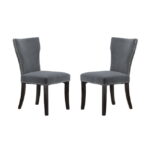 Set 2 Studded Grey Velvet Look Armless Dining Chairs 94cm