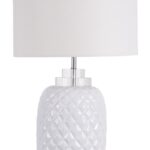 Island White Table Lamp Gloss Ceramic Bedside 67cm