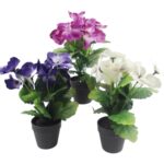 Set 3 Artificial Flowers in Pot Assort 21cm