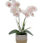 Artificial Orchid Yellow in Ceramic Pot 42cm