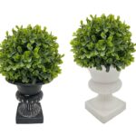 Set 2 Artificial Topiary in Urn Pot Assort 22cm