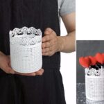 Set 2 Decorative White Metal Planter 12cm
