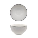 bulk 24 Sorrento Porcelain Embossed Bowl w Black Rim 6.5'' 16cm