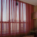 2 Sheer Voile Curtains 544cm wide 230cm long + 30 Pinch Pleat Hooks Wine Red New