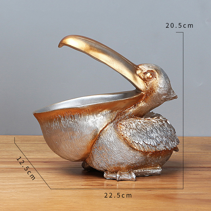 Silver Pelican Resin Decor Bowl - Unique Key, Candy, and Storage Organizer for Home Decoration 1 V888 ELOSUNG12450 211738 00