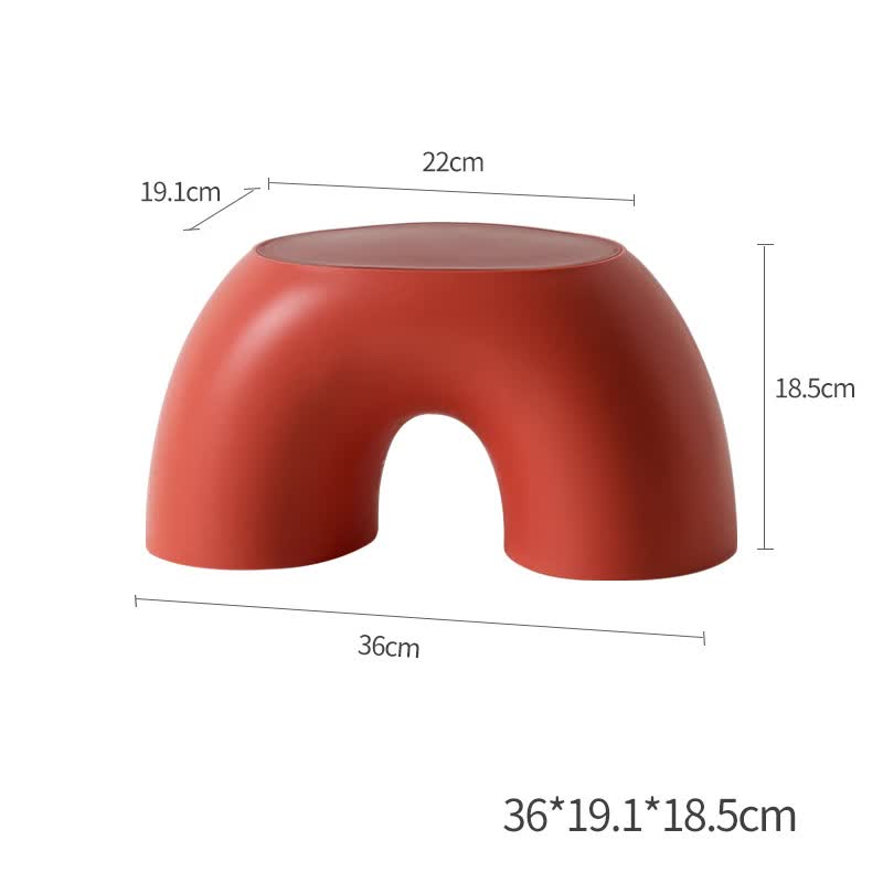 Red Minimalist Round Shape Footstool – Durable Anti-slip Rainbow Stool for Home, Creative Design PP+Polypropylene Material, Comfortable Shoe Bench