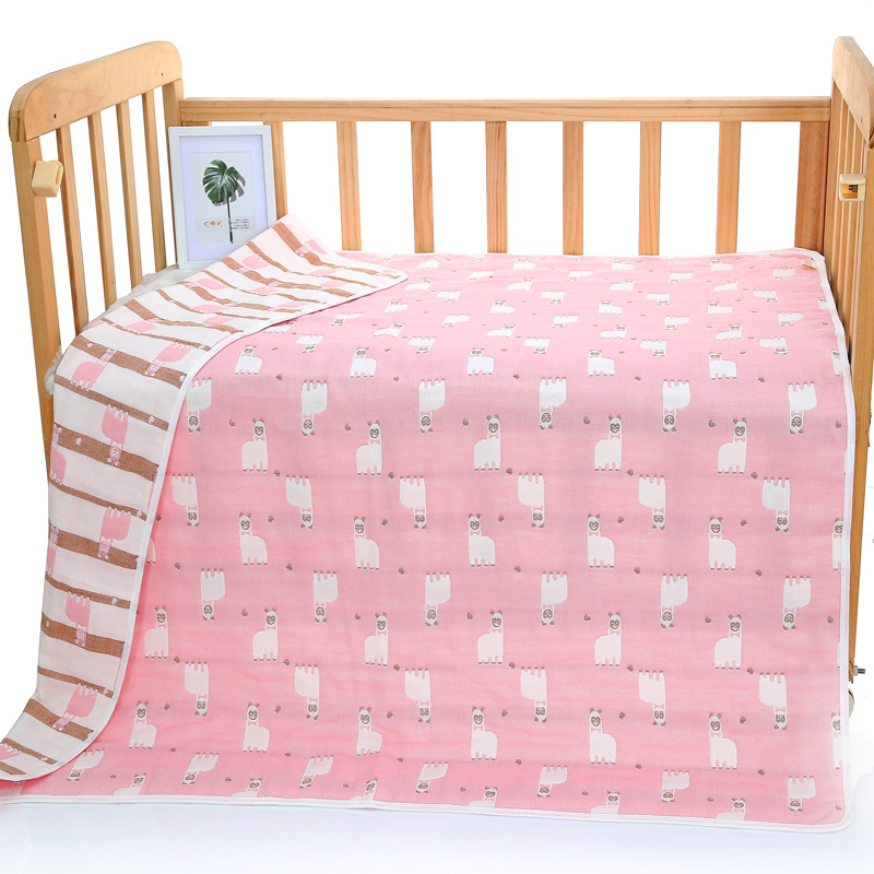 Pink Alpaca, 6-Layer Muslin Baby Blanket - Soft Cotton Bedding for Infants and Toddlers, 110x110cm 2 V888 ELOSUNG18015 225011 00