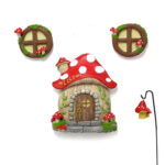 Enchanting Fairy Garden Mushroom House Set - Whimsical Tree Trunk Decor for Outdoor Gardens