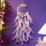 Multicolor With light 2 PCS Mystic Moon Dreamcatcher Wind Chime Pendant - Elegant Lunar Design with Soothing Tones