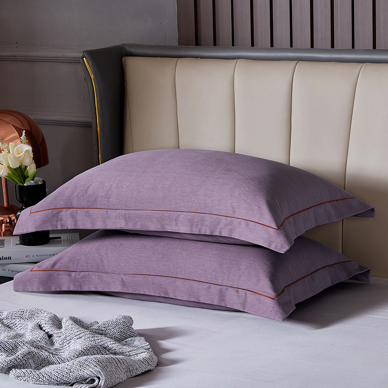 Dark Purple Pure Cotton Flannel Pillowcase Set – Soft, Thickened, Solid Color (Pair, 48x74cm)