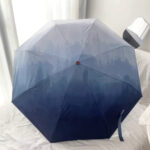 Sea And Sky Blue Gradient Automatic Folding Umbrella - Sun & Rain Protection for Women