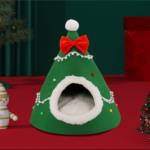 Festive Detachable Pet House - Cozy Green Candye Design (S - 37x46cm)