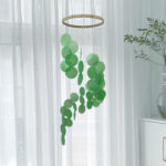 Green Bohemian Seashell Wind Chime - Dream Catcher Hanging Decor for Home