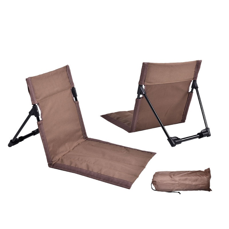 Portable Folding Beach Chair – Reclining Outdoor Seat 68×39.5×40.5cm with Carry Bag in brown