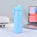 Blue Portable Travel Thermos Bottle - Leakproof Stainless Steel Flask with Carry Handle (22oz - 660ml)