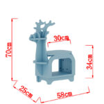 Blue Small Creative Reindeer-Shaped Solid Wood Bookshelf for Kids
