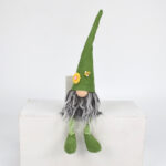 2 Pcs Charming Green Gnome - Plush Faceless Gonk with Long Dangle Legs - Adorable Shelf Sitter Home Decor Accent