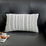 Black-white 2PCS Luxe Thick Chenille Herringbone Pillow Cover - Solid Color Square Lumbar Pillow