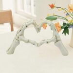 White Gothic Skeleton Hands Heart Sculpture - Macabre Love Figurine for Home & Halloween Decor