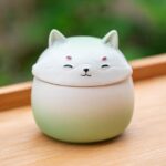 Artisan Ceramic Sealed Storage Jar with Animal Design - Airtight Tea Preservation & Decorative Accent(light green)