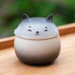 Artisan Ceramic Sealed Storage Jar with Animal Design - Airtight Tea Preservation & Decorative Accent(Gradient Black)