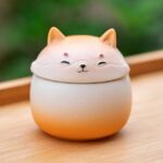 Artisan Ceramic Sealed Storage Jar with Animal Design - Airtight Tea Preservation & Decorative Accent(Gradient Orange)
