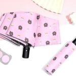 Auto Open/Close 8-Rib Sun & Rain Umbrella - 98cm UV Protection Canopy(pink)