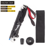 Long Black Ultralight Foldable Hiking Pole - Adjustable Aluminium Trekking Stick with EVA Grip for Outdoor Walking & Climbing