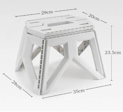 White Portable Folding Stool – Compact Lightweight Plastic Step Stool for Camping, Fishing, Kids, and Home Use