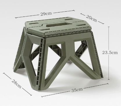 Army Green Portable Folding Stool – Compact Lightweight Plastic Step Stool for Camping, Fishing, Kids, and Home Use