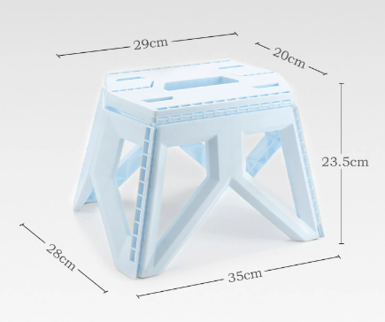 Blue Portable Folding Stool – Compact Lightweight Plastic Step Stool for Camping, Fishing, Kids, and Home Use