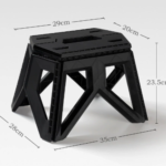 Black Portable Folding Stool - Compact Lightweight Plastic Step Stool for Camping, Fishing, Kids, and Home Use