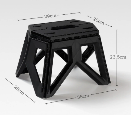 Black Portable Folding Stool – Compact Lightweight Plastic Step Stool for Camping, Fishing, Kids, and Home Use